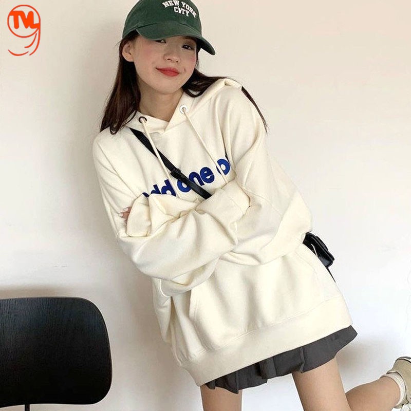 Áo hoodie nữ TVL1999, áo khoác nỉ nữ trùm đầu in chữ tay bồng From rộng phong cách Hàn Quốc size < 70kg | BigBuy360 - bigbuy360.vn