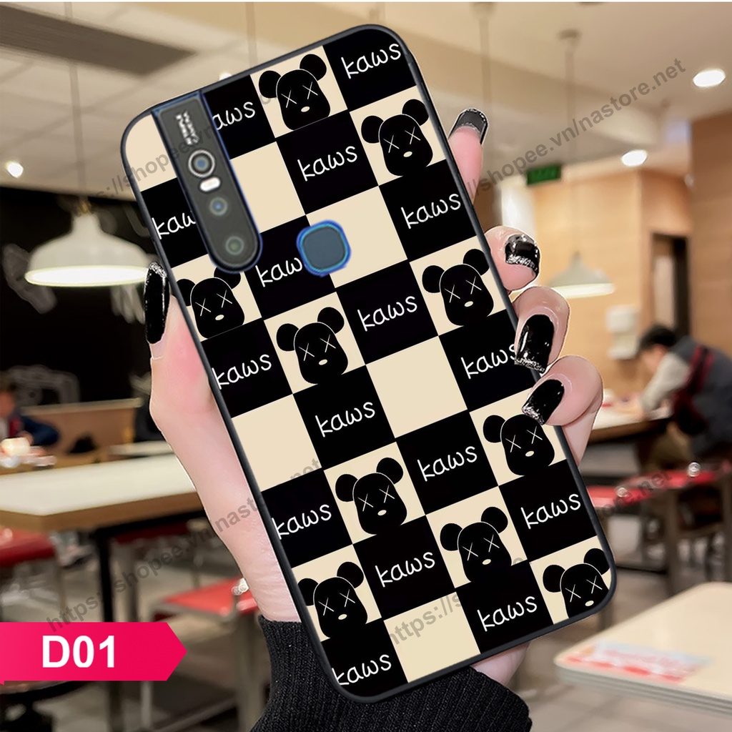 Ốp lưng Vivo V15 / V15 Pro trái tim họa tiết caro, mikey họa tiết beabrick kaws cute