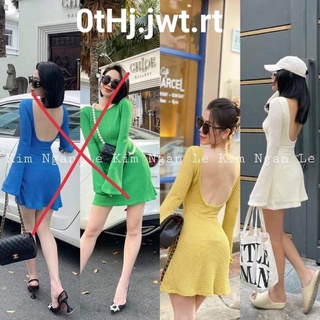 ♥đầm xòe hở lưng tay loe cực đẹp