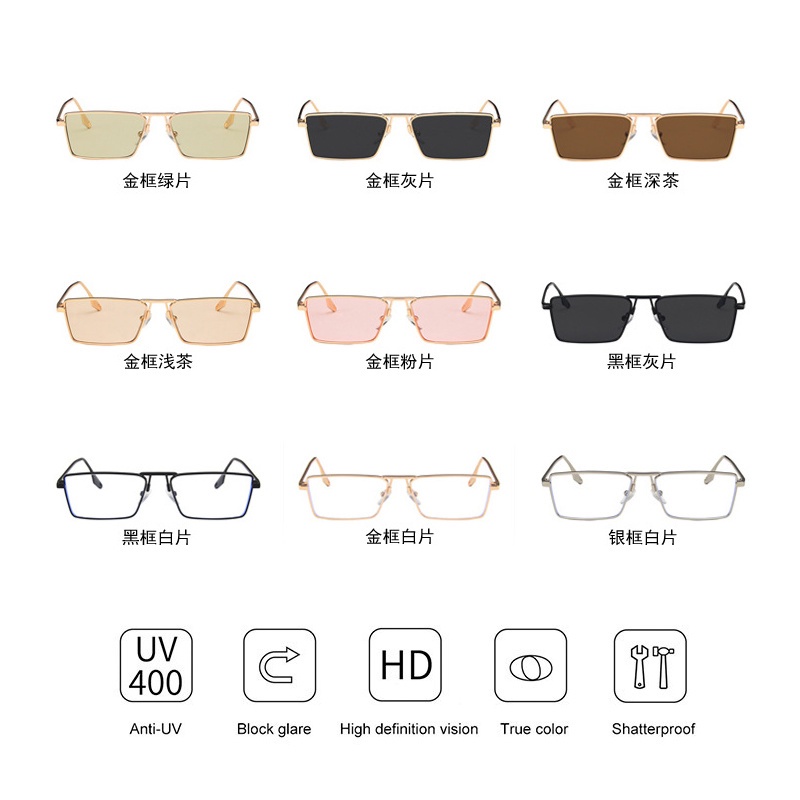 Kính Mát Gọng Vuông Kim Loại Chống Tia Uv400 Thời Trang Cho Nam Và Nữ