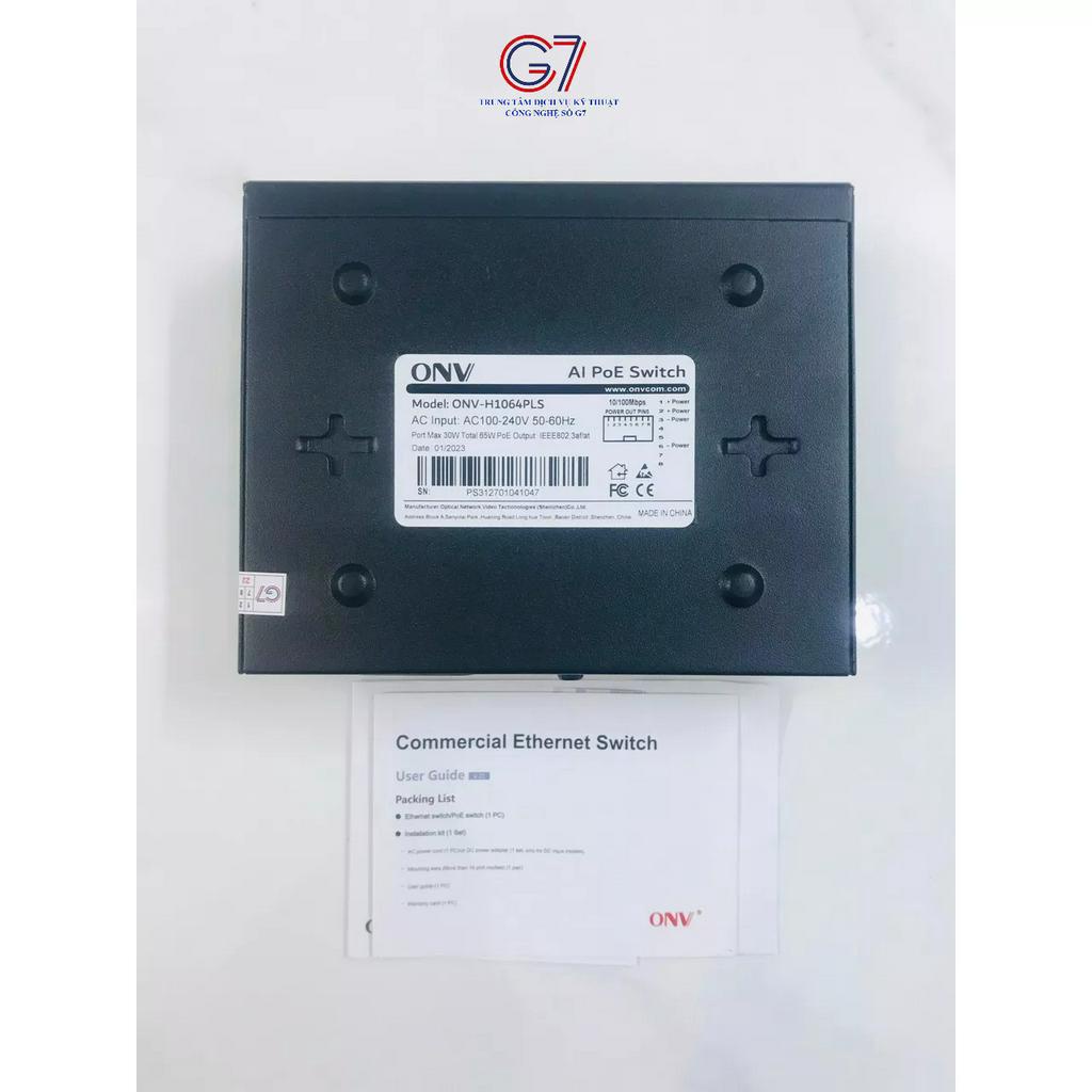 Switch Poe 4 port ONV H1064PLS 10/100M 6-port AI PoE switch