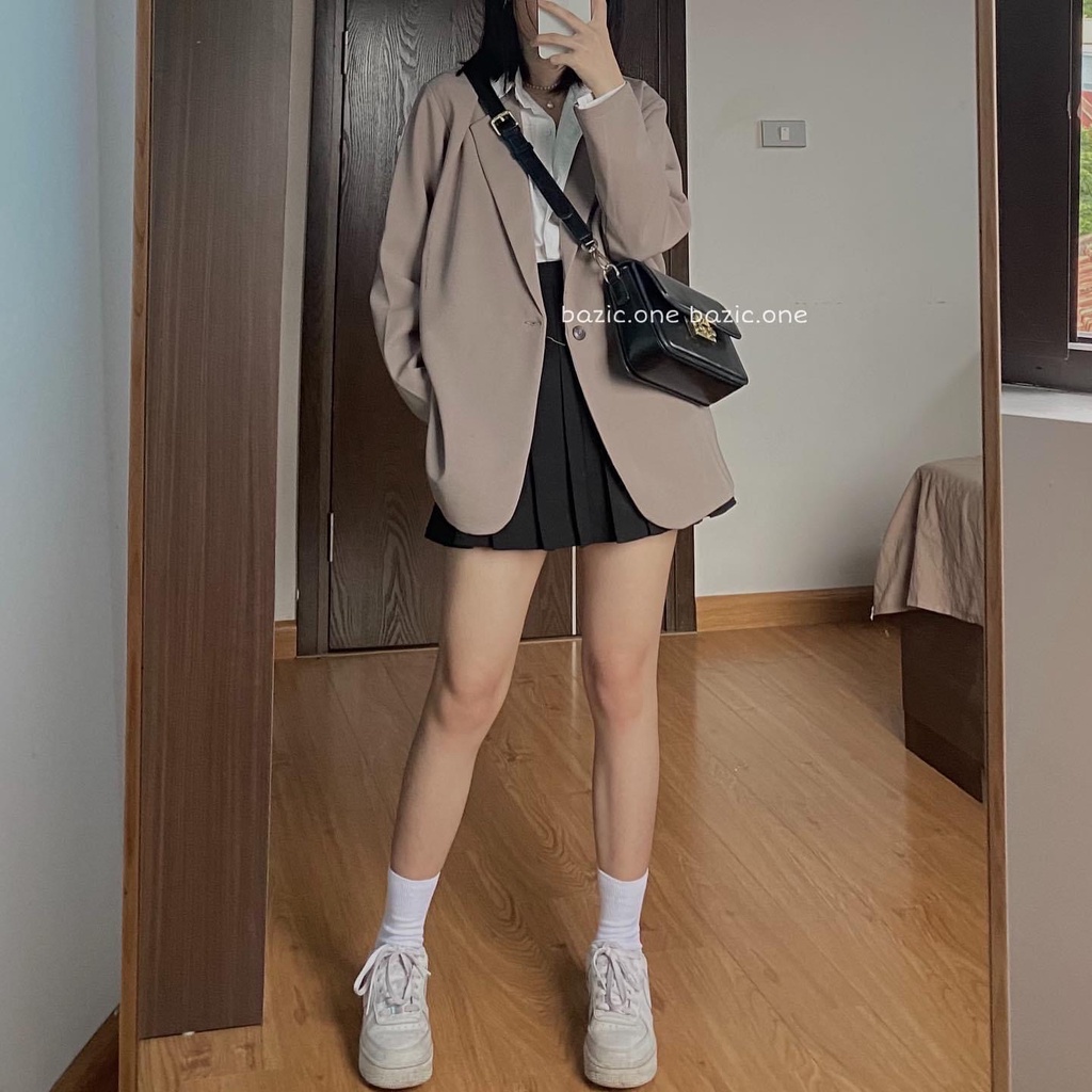 Áo khoác kiểu nữ A.261, Áo blazer dài tay cổ vest 1 cúc phong cách retro cực xinh
