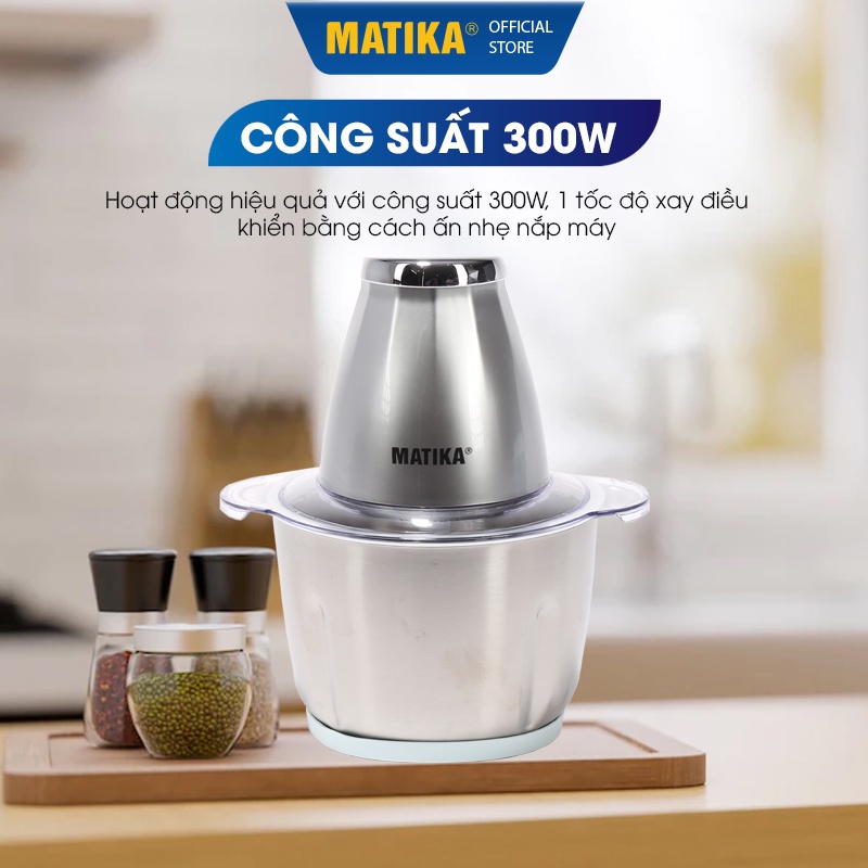 [Mã BMBAU300 giảm 10% đơn 499K] Máy Xay Thịt MATIKA 2L Cối Inox MTK-3225