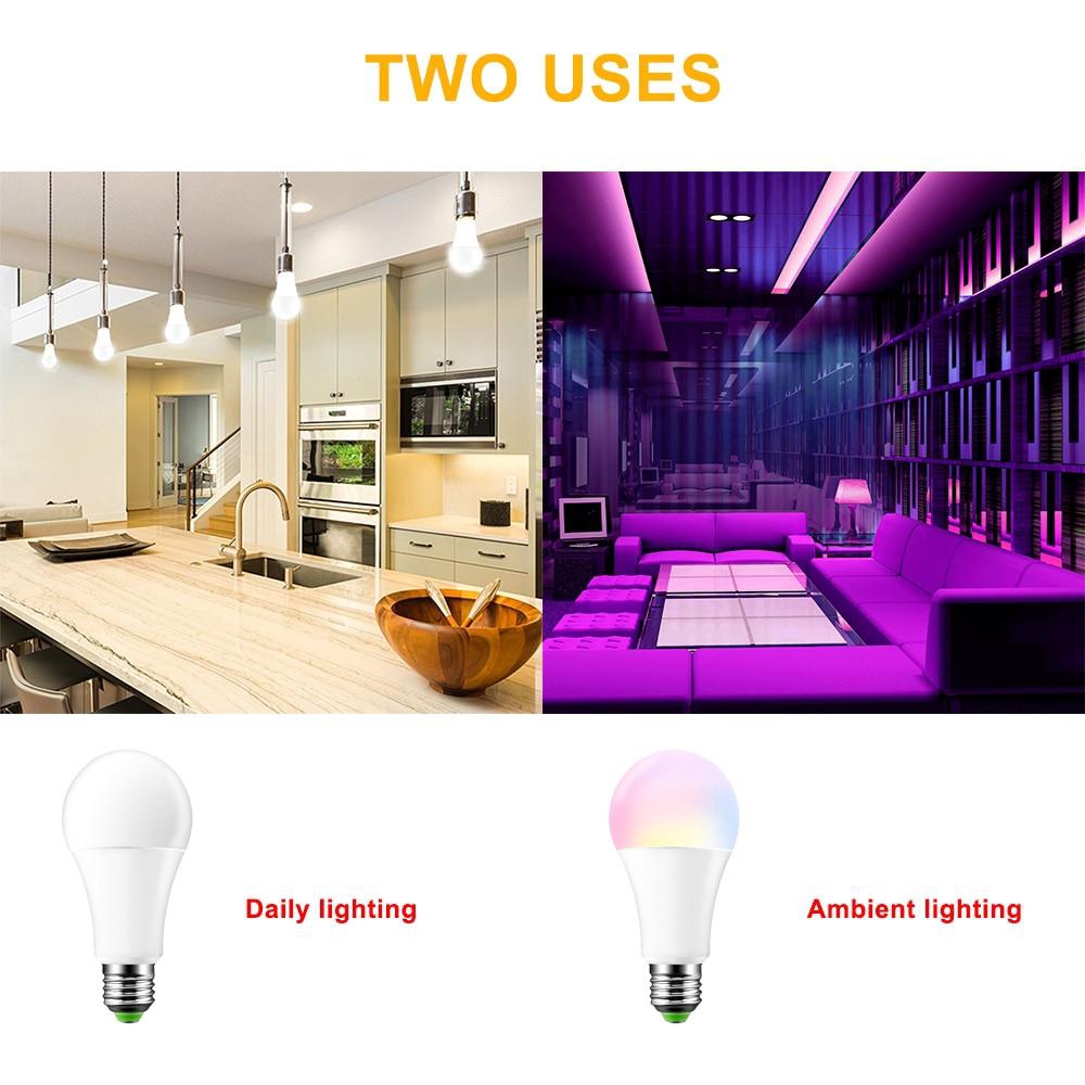 Bóng Đèn Led Đổi Màu E27 5 / 10 / 15w Rgb 85-265v Kèm Điều Khiển Từ Xa