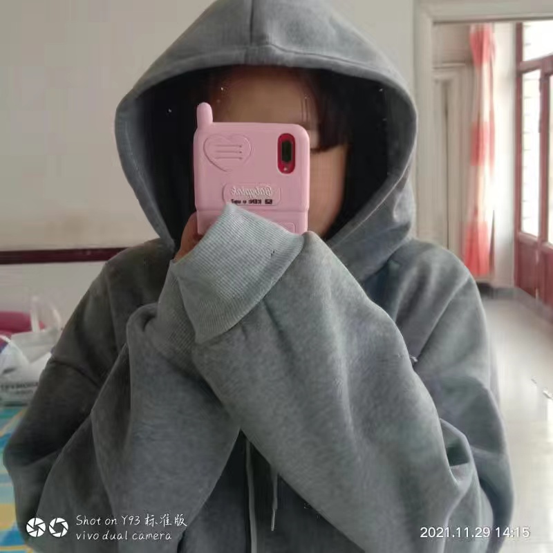 Đầm hoodie tay dài dáng rộng phong cách thu đông thời trang dễ thương cho nữ