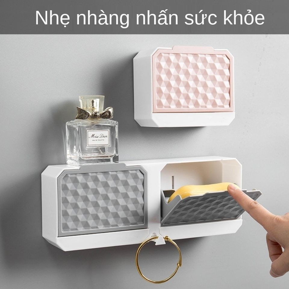 Hộp đựng xà phòng sáng tạo có nắp Ngăn đôi cốc hút giặt cái