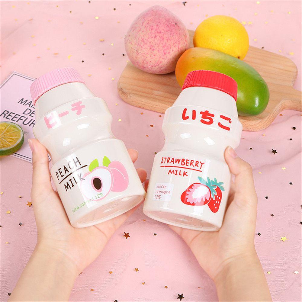 Bình Lắc Pha Trà Bằng Nhựa Không BPA Hình Chai Yakult Hoạt Hình Đáng Yêu Thời Trang Du Lịch Ngoài Trời