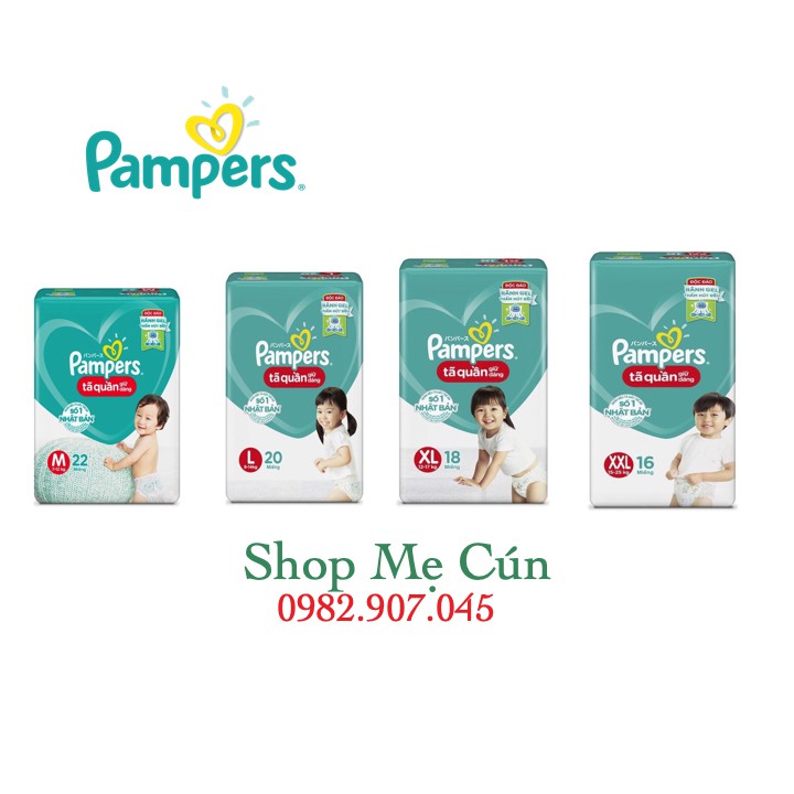 Tã quần Pampers Giữ dáng gói tiết kiệm M22/L20/XL18/XXL16