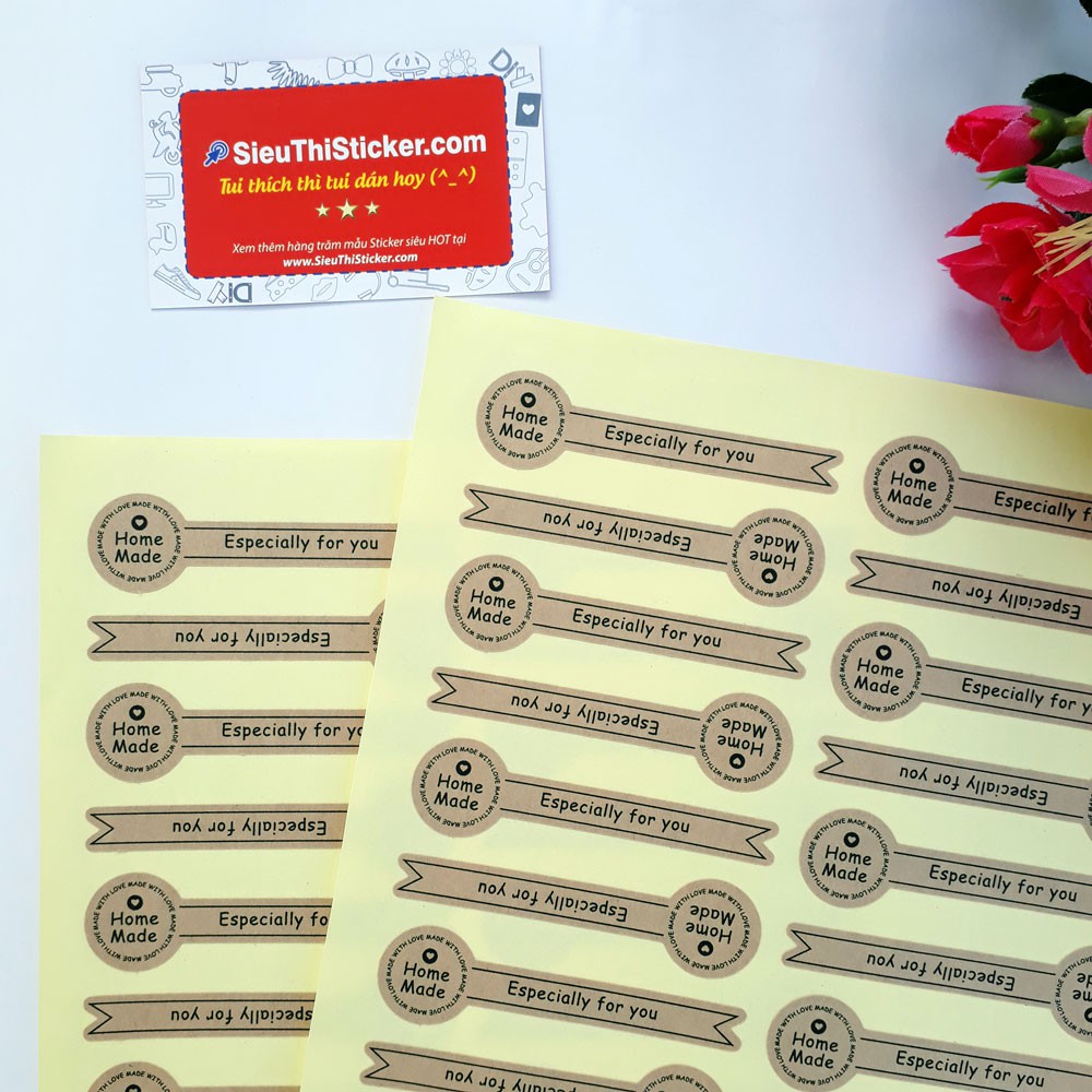 Tem dán Homemade Especially For You HMEFY05 niêm phong quà, hộp bánh, trà mứt, quà tặng valentine, 8 tháng 3