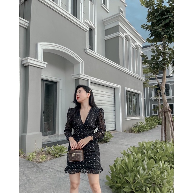 [Mã SKAMSALEP6 giảm 10% tối đa 100K đơn 150K] ( Ảnh thật ) V0553 Váy chấm bi chân nhún | BigBuy360 - bigbuy360.vn