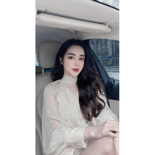 Áo VOAN TƠ CỔ NGỌC DÁNG BABY DOLL 45_ 60kg mang vừa