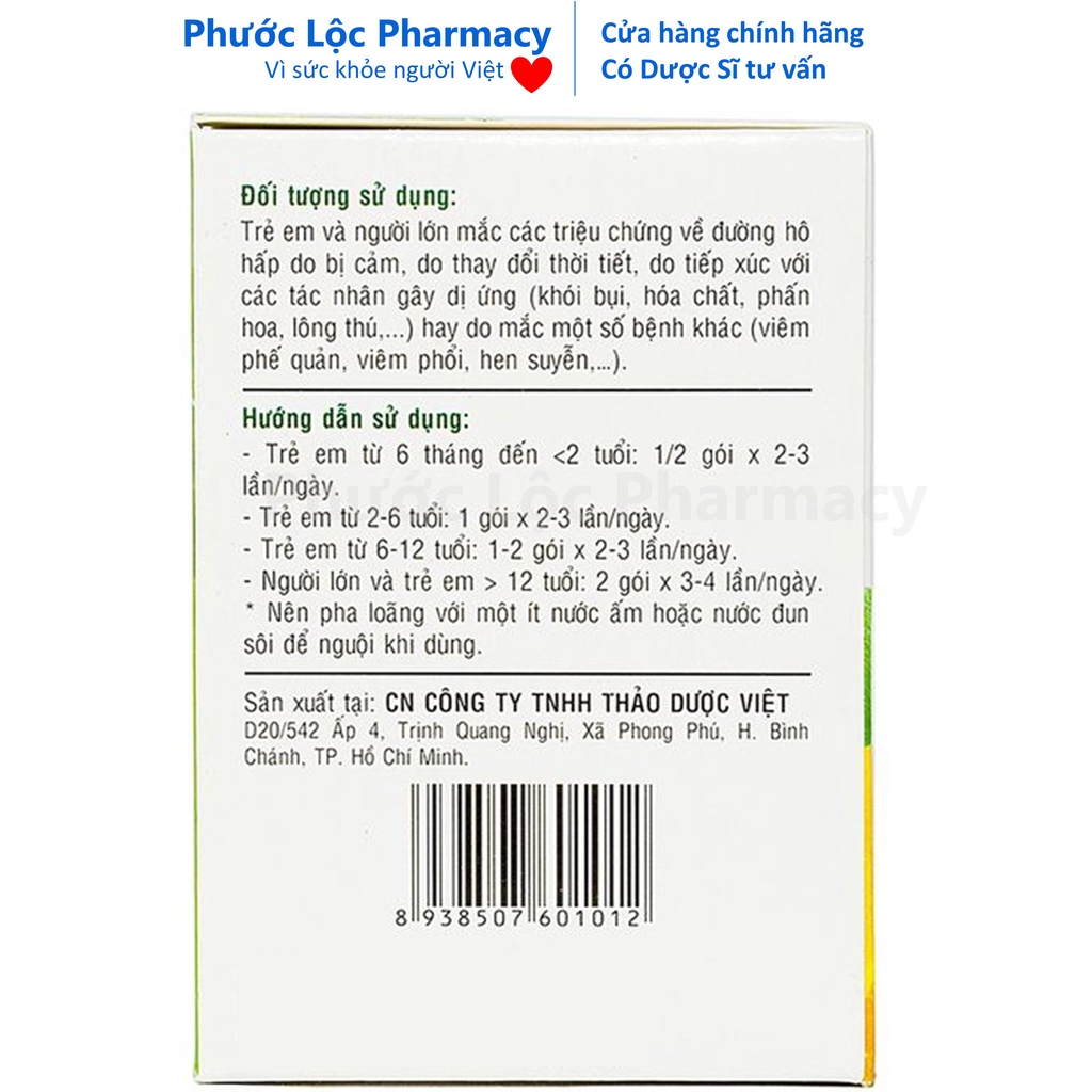 Siro ho Ong Vàng. Hộp 30 gói. Ho con ong vang.