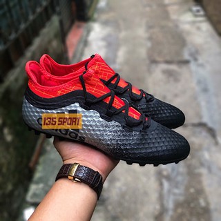 Giày Bóng Đá X16.1 Cage Đen Bạc Cổ Đỏ TF (FREE khâu đế + Túi mang giày)