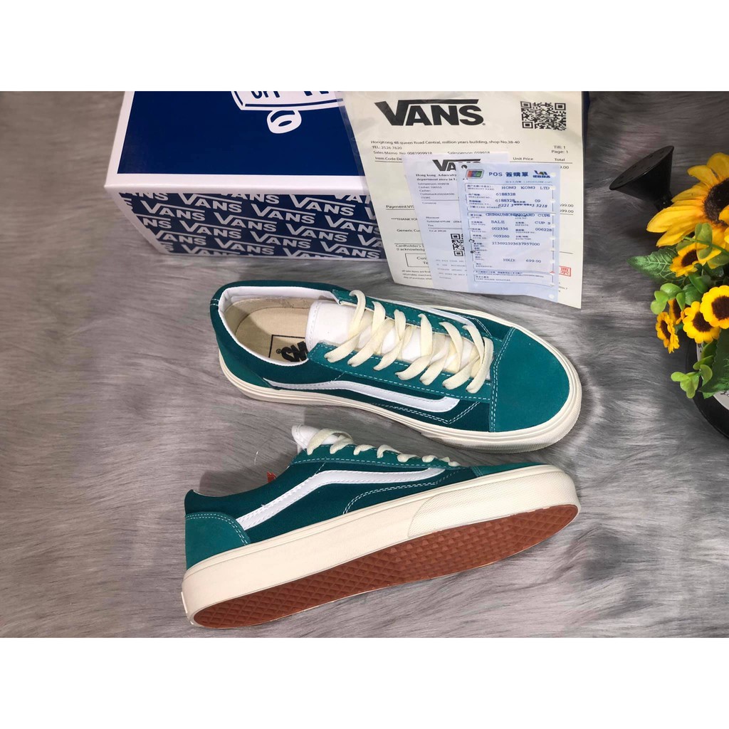 Giày thể thao Sneaker nam nữ Vans (Van) Classic Old Skool Green màu xanh ngọc [Full box, Full bill, Free ship]