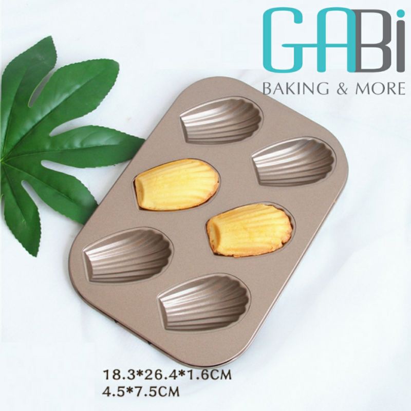Khuôn nướng chống dính 6 ô sò dài (madeleine)
