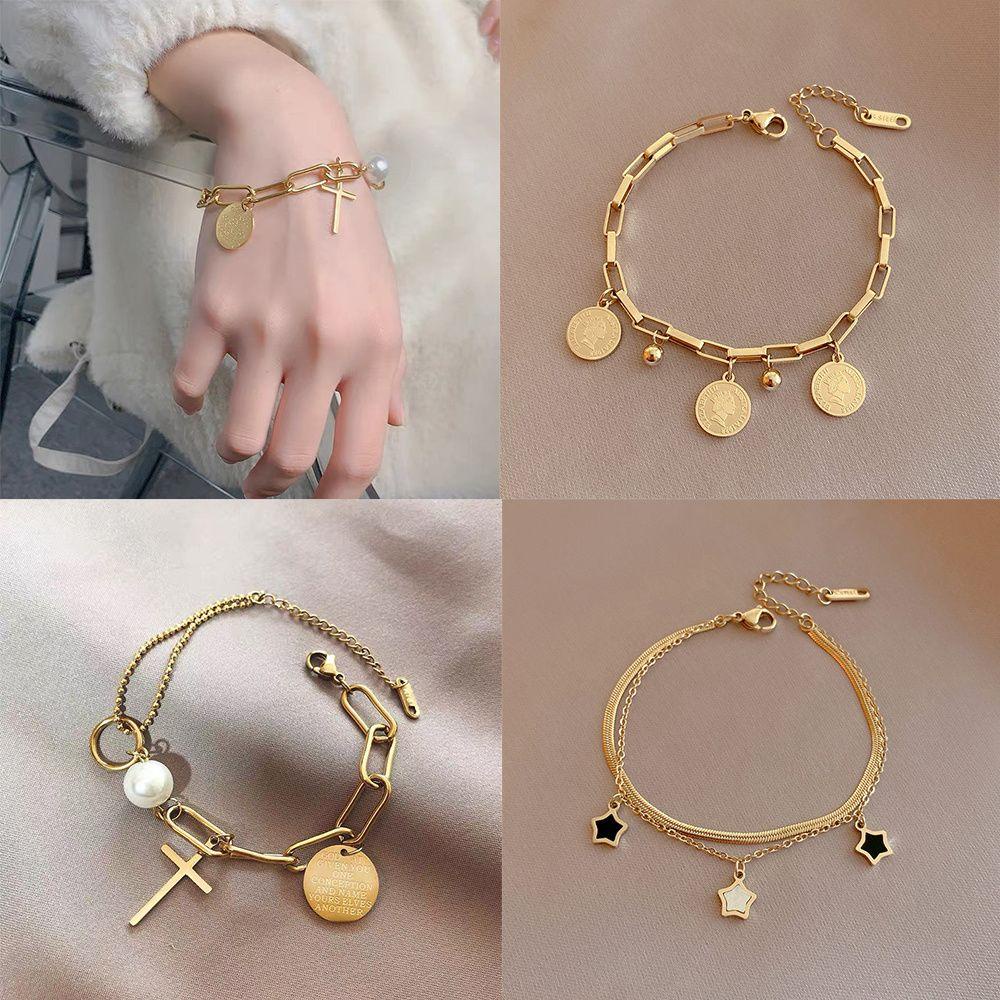 Vòng Tay Nhiều Lớp Bằng Thép Không Gỉ Phong Cách Retro|Chân Dung Gothic