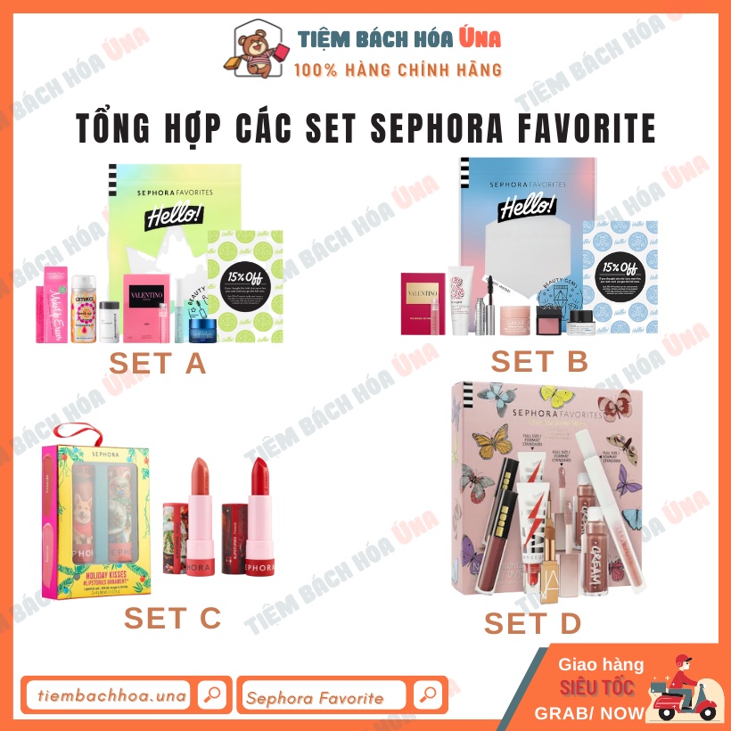 Bộ sản phẩm SEPHORA FAVORITES có son dưỡng, makeup, dưỡng tóc