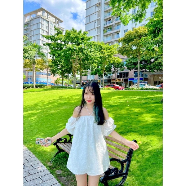 ÁO DAISIE- Áo nữ lông hoa trễ vai mang được 3 kiểu