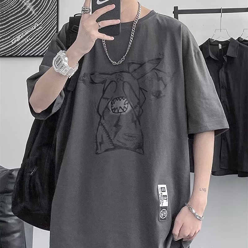 Áo Thun Dáng Rộng In Họa Tiết Hoạt Hình Phong Cách Hàn Quốc Thời Trang Mùa Hè Cho Nam Và Nữ size M-8XL