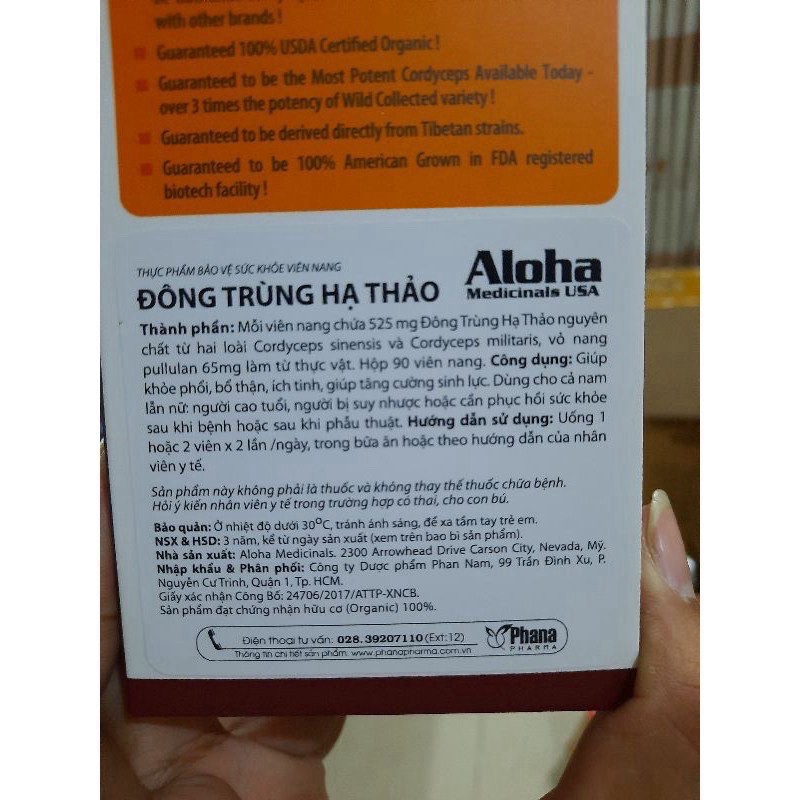 Đông Trùng Hạ Thảo Pure Cordyceps Aloha [ĐỔI TRẢ]