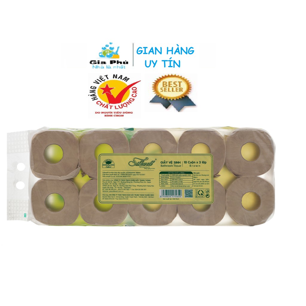 ( 1 LỐC / 10 CUỘN ) Giấy vệ sinh gấu trúc SILKWELL 3 lớp dai và mịn tốt hơn BLESSYOU, PULPPY, ELENE