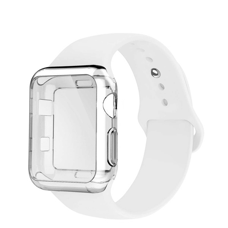 Dây đeo bằng Silicone và ốp bảo vệ cho đồng hồ Apple Series 7 6 se 5 4 3 2 1 41mm 45mm 38mm 40mm 42mm 44mm