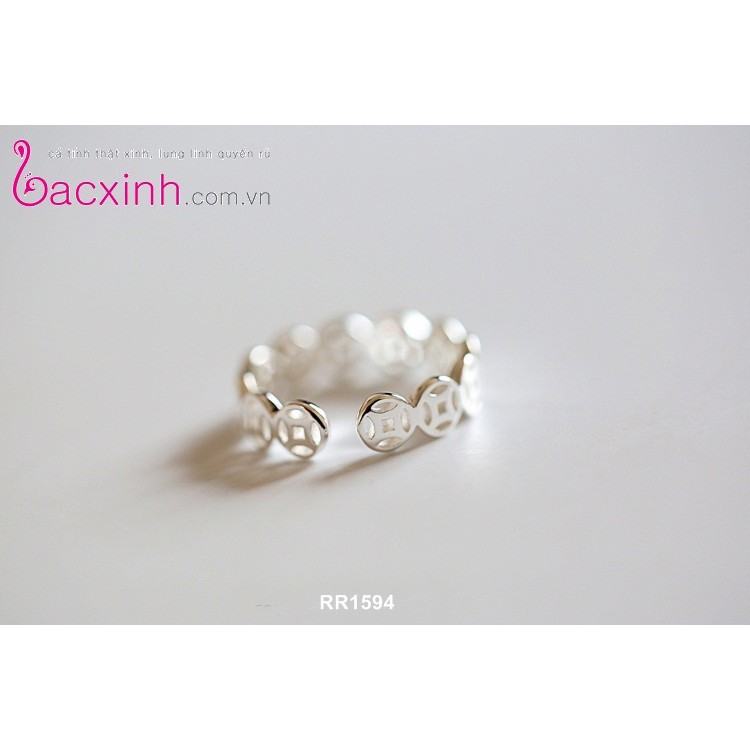 Nhẫn bạc nam Ý 925 Bạc Xinh Huệ Ngân- Kim tiền may mắn RR1594