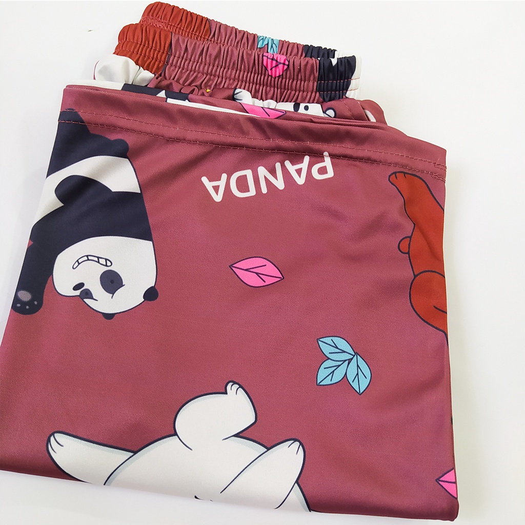 Quần đùi hoạt hình họa tiết gấu nâu form rộng unisex