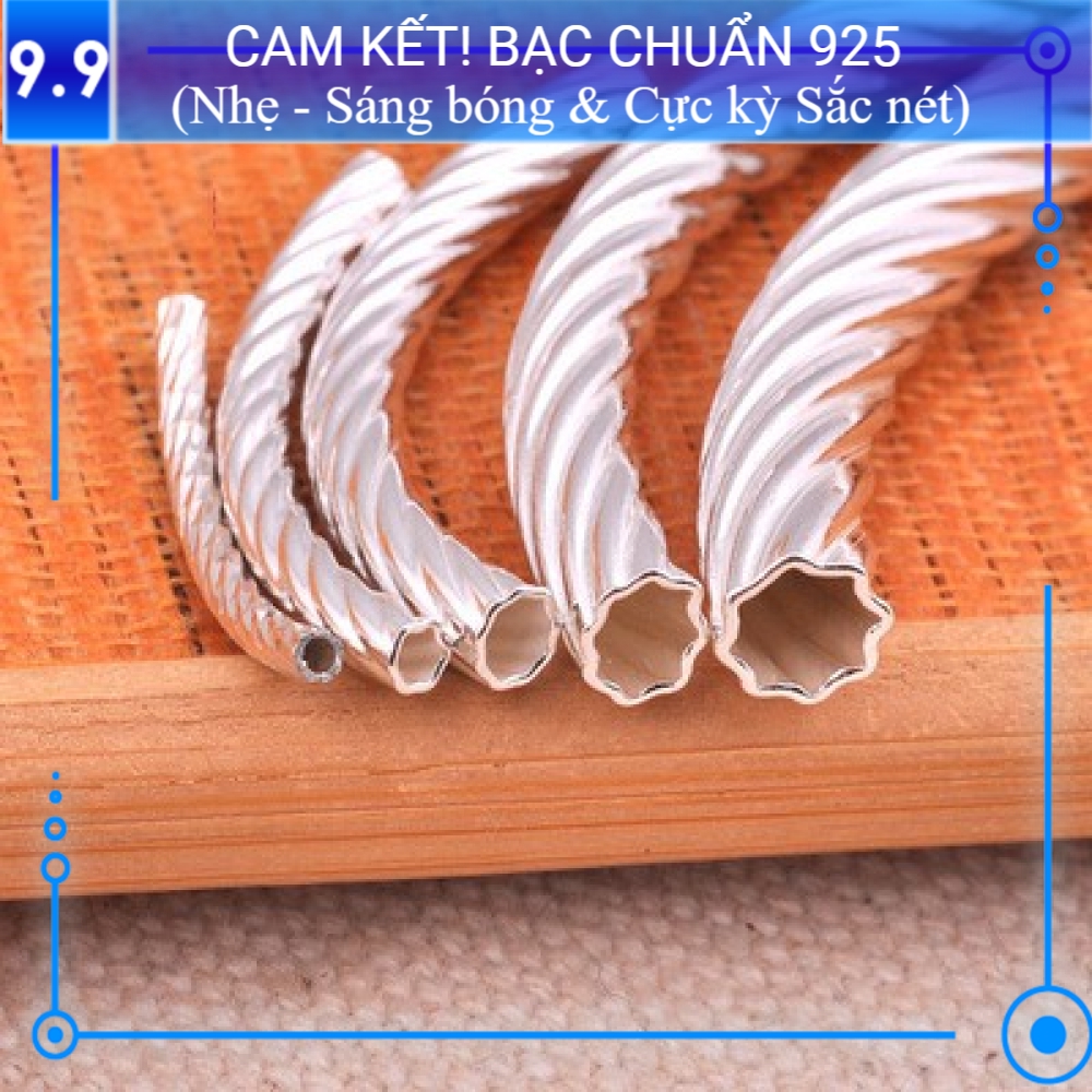 Ống xoắn charm bạc s925 (rãnh to) CH021