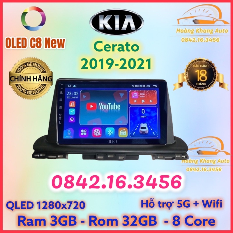 Màn hình android OLED C8 New theo xe Cerato 2019 - 2021  kèm dưỡng và jack nguồn zin theo xe