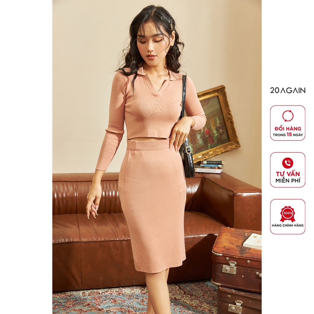 Áo len nữ ôm body dài tay cổ đức 20AGAIN, chất len visco cao cấp, mềm mịn ABA0067 | BigBuy360 - bigbuy360.vn