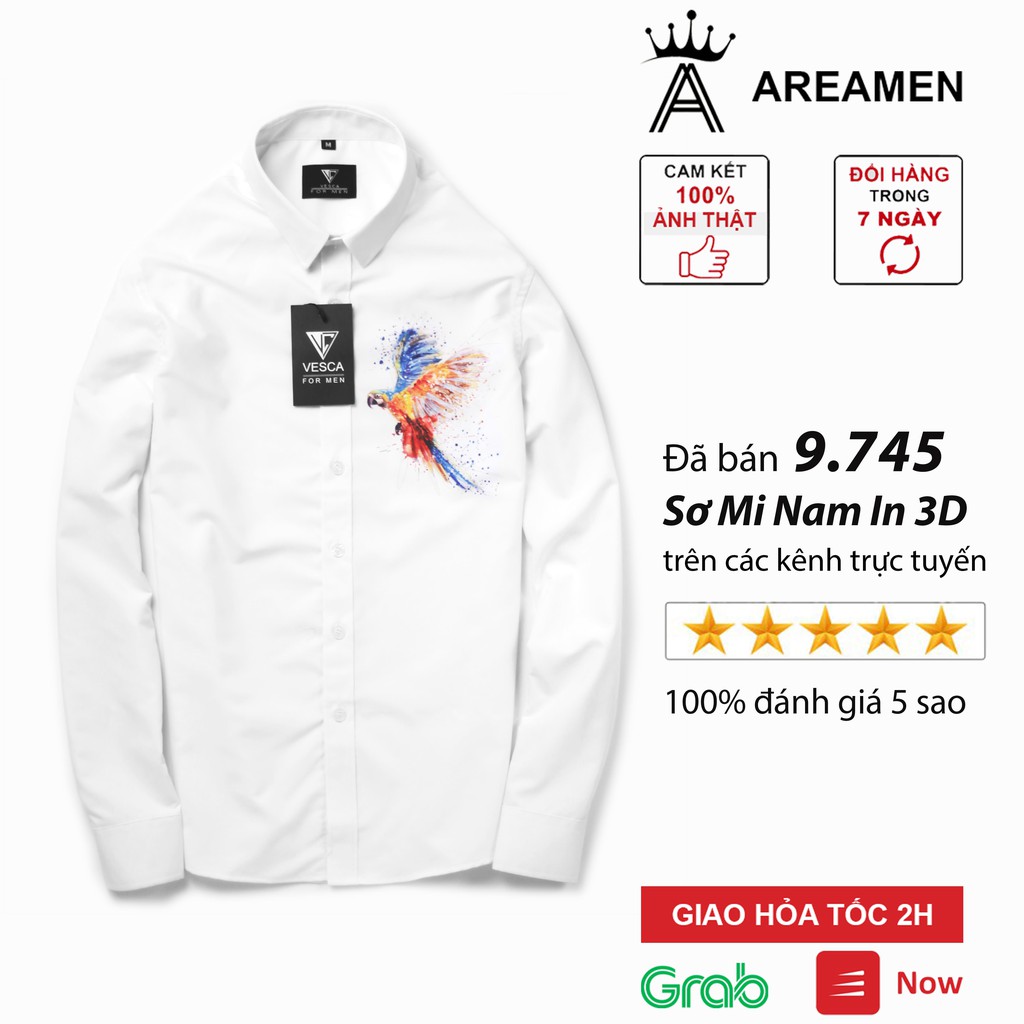 Áo sơ mi nam đẹp dài tay cao cấp in 3d hình phượng hoàng Vesca thời trang Hàn Quốc