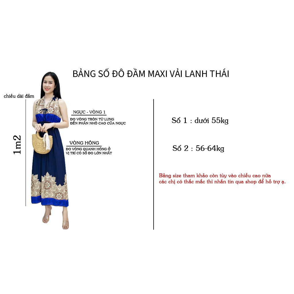 Đầm maxi mùa hè đi biển hot dáng dài vải lanh mát - Váy maxi xẻ tà họa tiết thổ cẩm MX078 sexy 👈