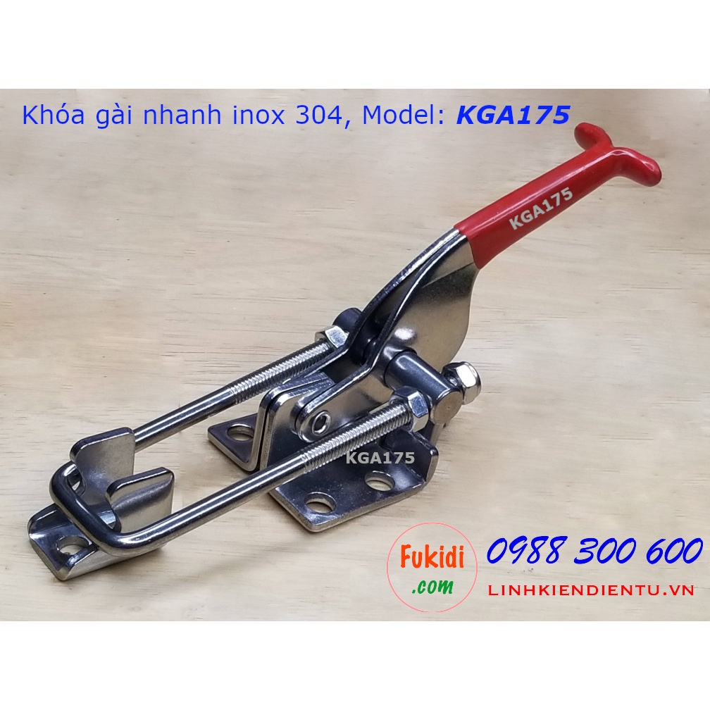 Khóa gài nhanh inox 304 dài 175mm, tay kéo điều chỉnh chiều dài - KGA175