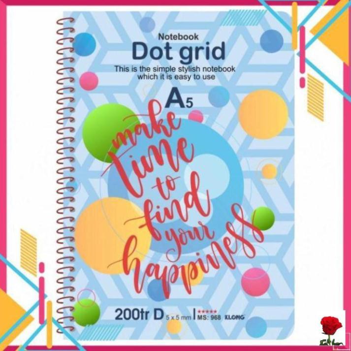 [Sổ vở đẹp] Sổ lò xo đơn KLONG A5 Dot Grid ruột chấm 70/76; MS: 968 [] 123