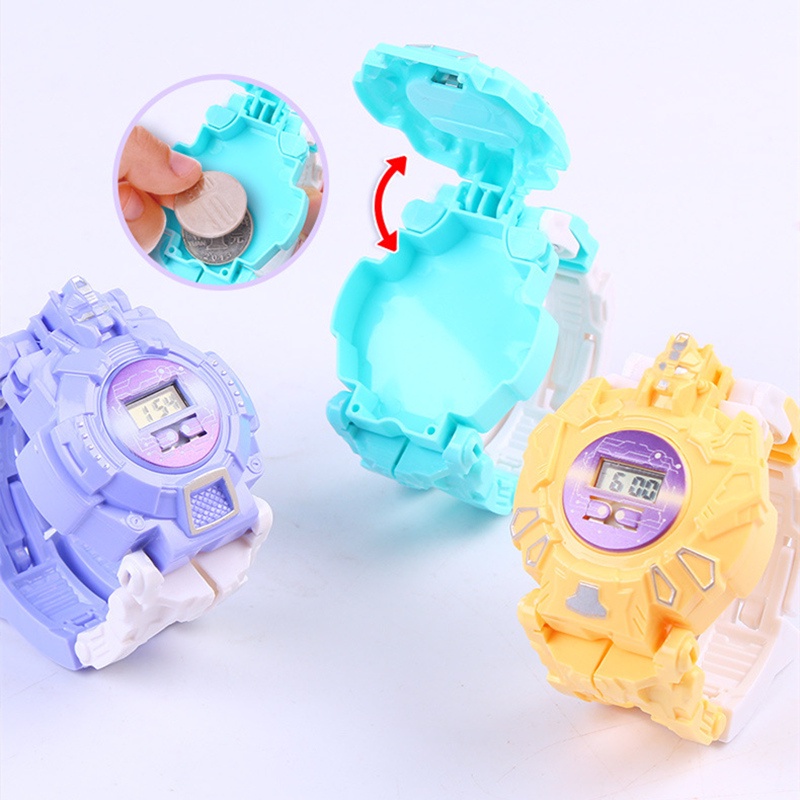 Đồng Hồ Điện Tử Biến Hình Robot Hoạt Hình Cho Bé