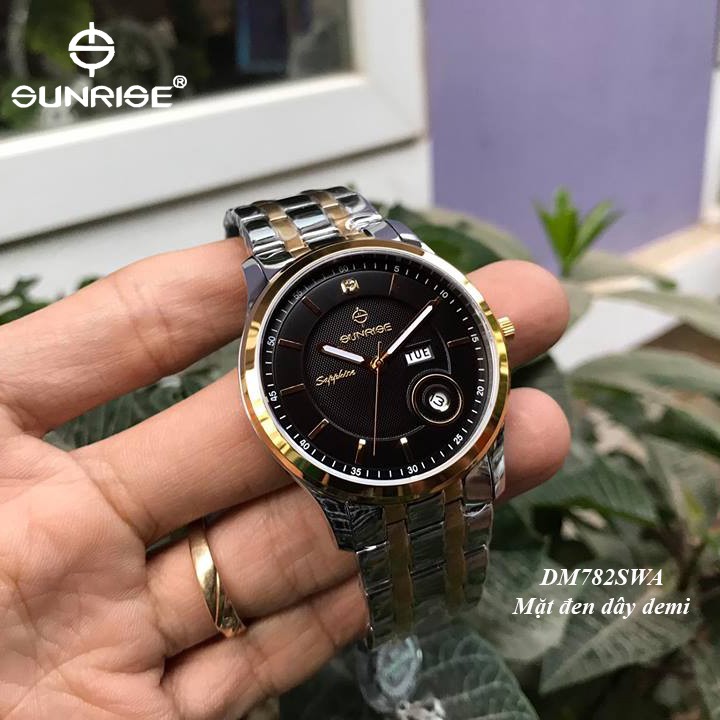 Đồng hồ nam/nữ siêu mỏng Sunrise DM782SWA/DL782SWA 2 lịch kính Sapphire chống xước | BigBuy360 - bigbuy360.vn