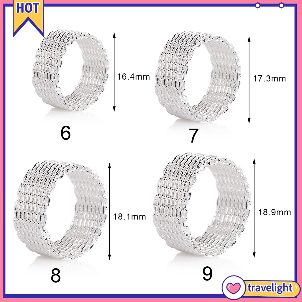 CHARMS Nhẫn Mạ Bạc Thiết Kế Kiểu Lưới Độc Đáo