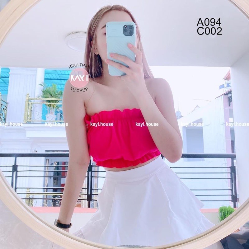 Áo Croptop Yếm Lưng Trần Nhún Bèo Sexy 094