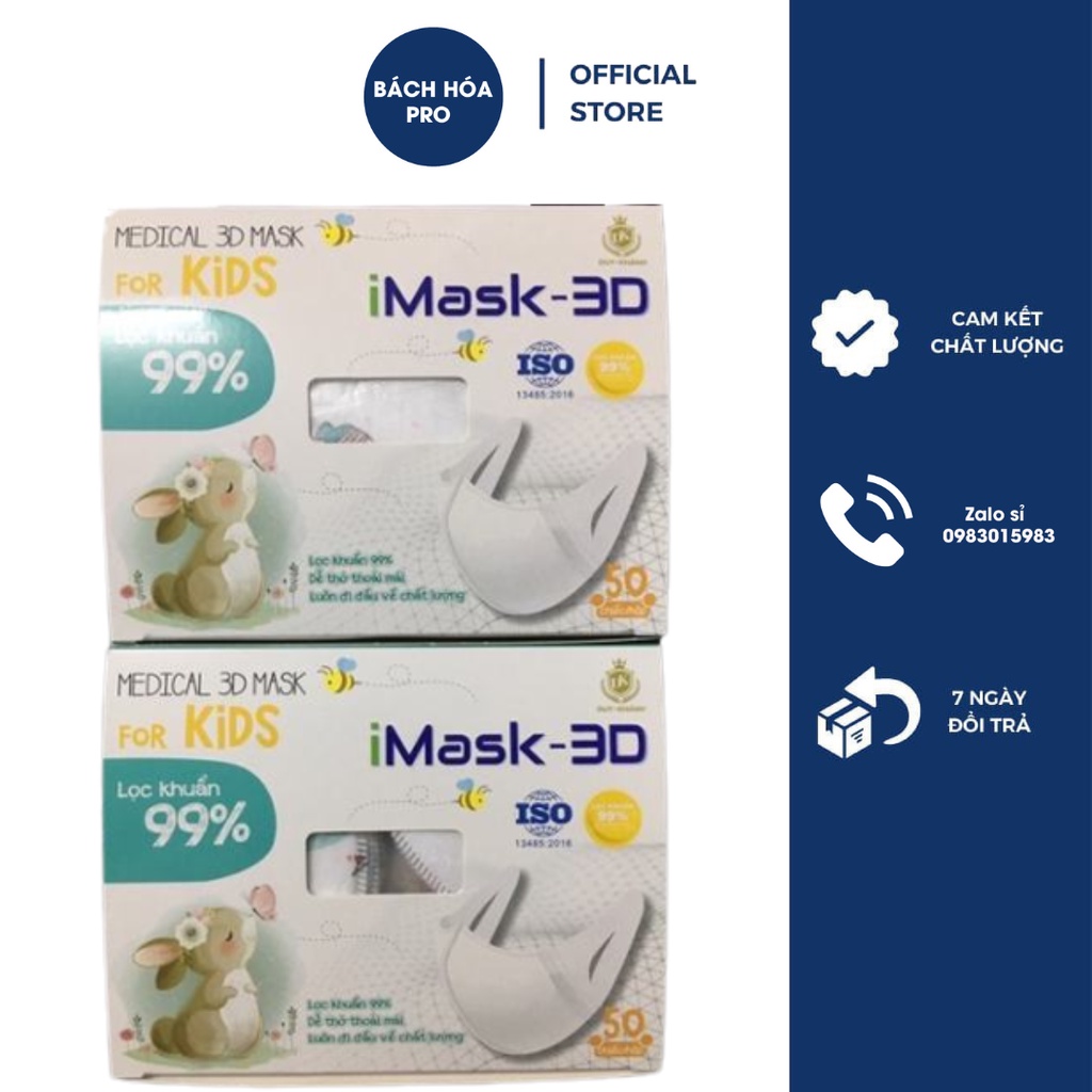 Hộp 50 Chiếc Khẩu Trang 3d Cho Bé Từ 1- 5 Tuổi Giúp Ngăn Giọt Bắn Giảm Bụi Bẩn Không Khí Môi Trường