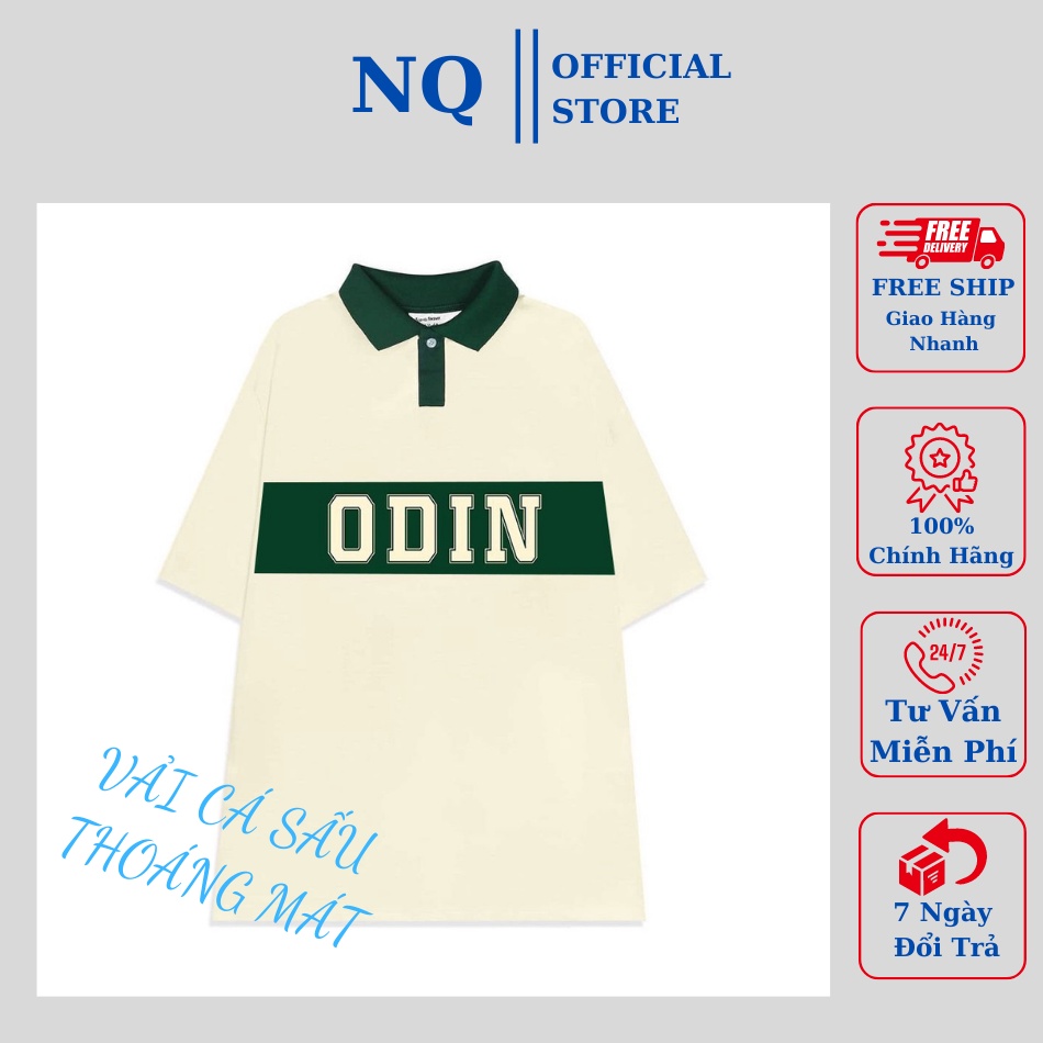 áo thun polo form rộng có cổ nam nữ unisex chất cotton cá sấu đẹp in chữ ODIN Đủ size. chất đẹp giá xưởng