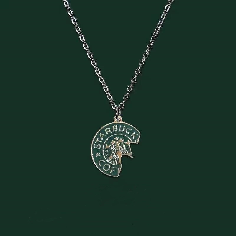Dây chuyền nữ nam BROO hoa tiết Starbuck độc đáo, vòng cổ đôi titan unisex màu bạc đẹp