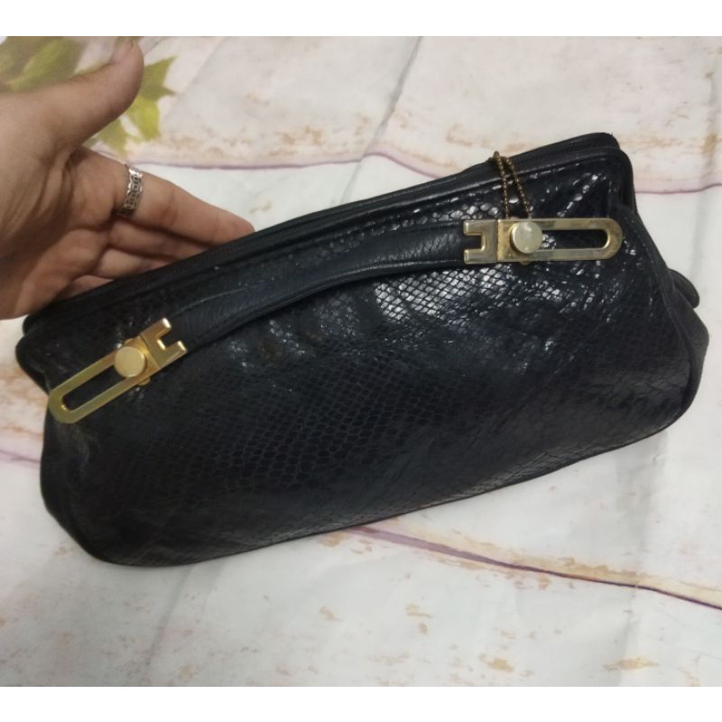 Túi si cluth cầm tay da thật