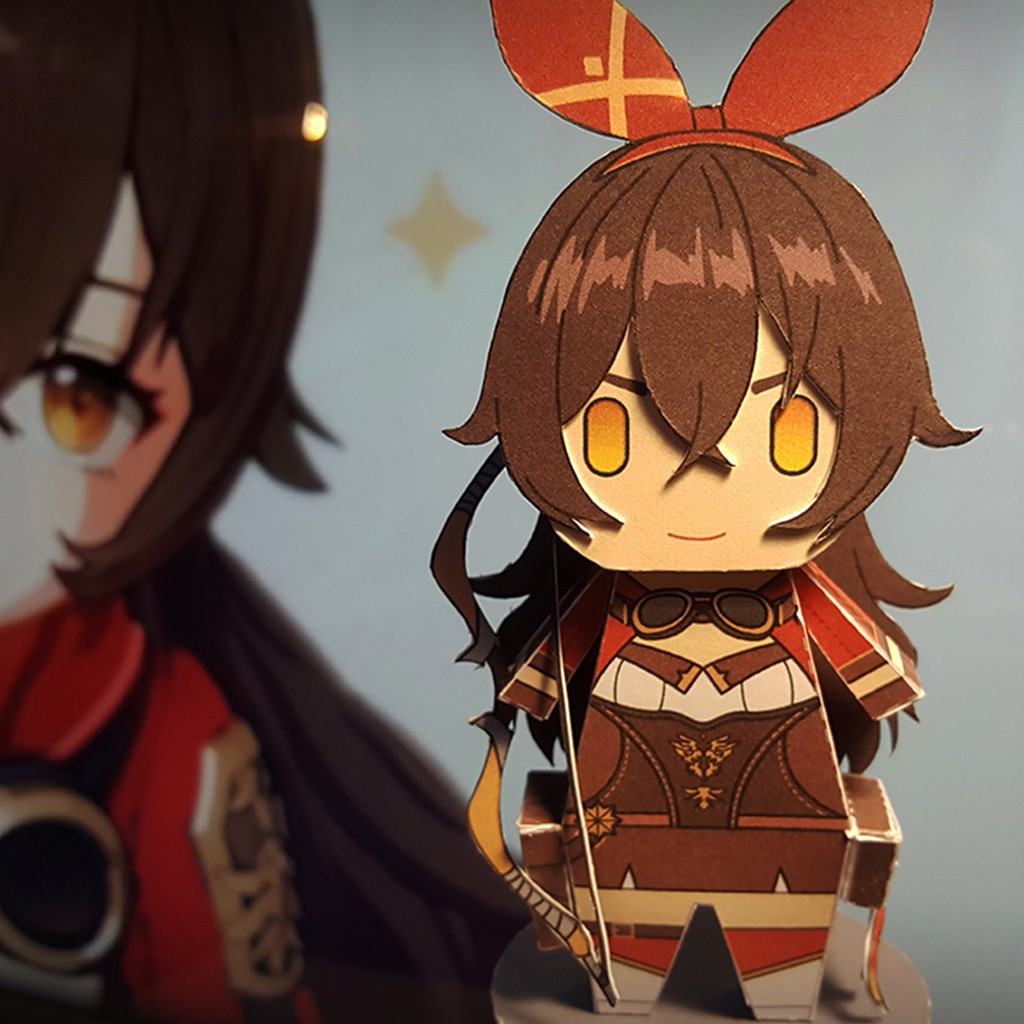 Mô hình giấy Anime Chibi Amber - Genshin Impact
