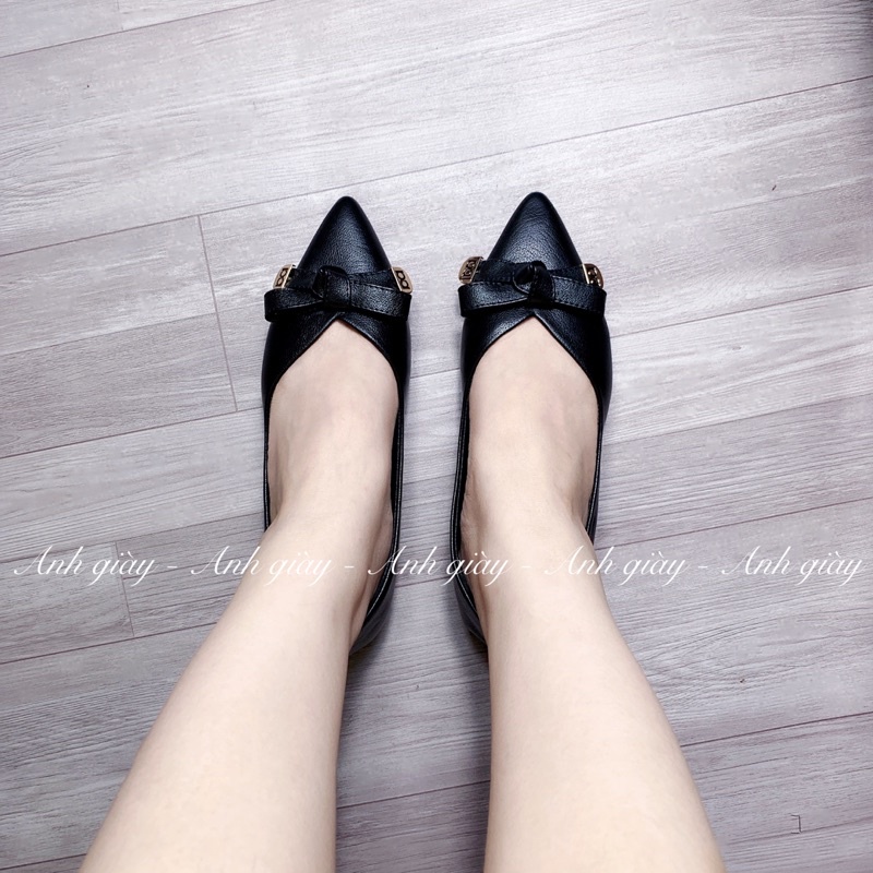 GB61 - Giày bệt đế bằng, giày búp bê nữ mũi  nhọn da lì nơ nhỏ cực xinh đế cao su dẻo mềm êm phù hợp đi học đi làm