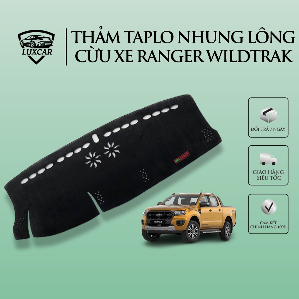 Thảm Taplo Nhung Lông Cừu RANGER WILDTRAK - Đế Cao Su Chống Trượt, Xô Lệch LUXCAR