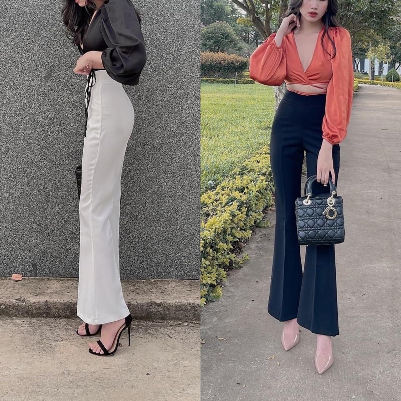 Quần ống loe dây kéo sau có clip chính chủ kèm hình thật (ms015)