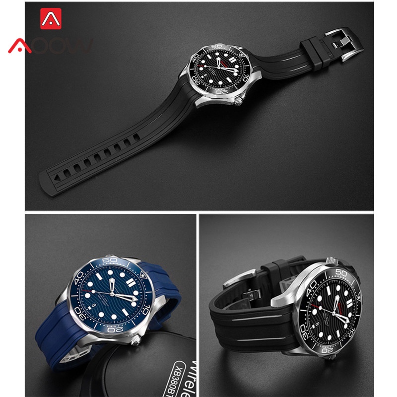 Dây Đeo Thay Thế 20mm 22mm Bằng Cao Su Cho Đồng Hồ Omega Seamaster 300