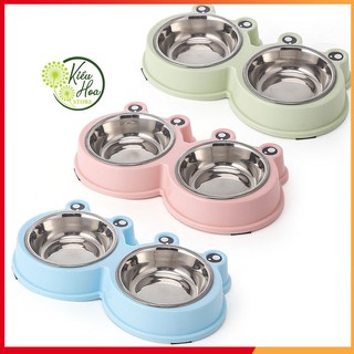 BÁT ĂN ĐÔI CHO CHÓ MÈO INOX GIÁ RẺ (CÓ THỂ THÁO RỜI) (Kiều Hoa Store)
