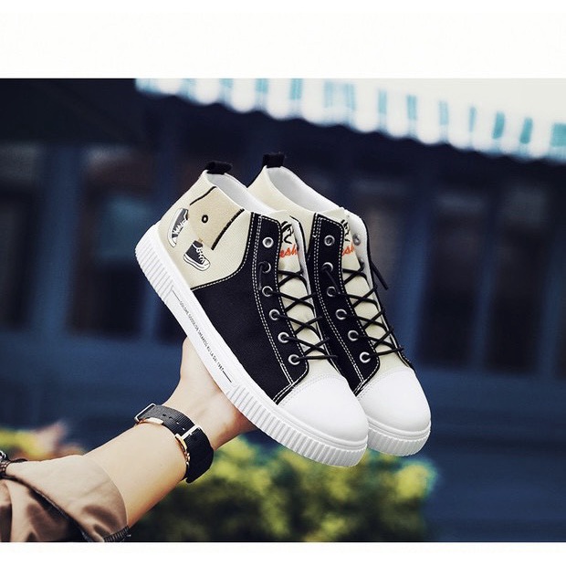 ( FREESHIP ĐƠN 99K ) Giày Thể Thao Nam Nữ Cổ Cao, Giày Sneaker PANDAA Đen Trắng, Đen Cam